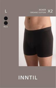 Inntil Bokser i økologisk bomull Sort, str. L