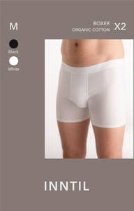 Inntil Bokser i økologisk bomull Sort & hvit, str. M