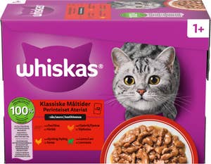 Whiskas Selection Våtfôr med Kylling, okse, lam og fjærkre i saus Til voksne katter fra 1 år, 12x100g