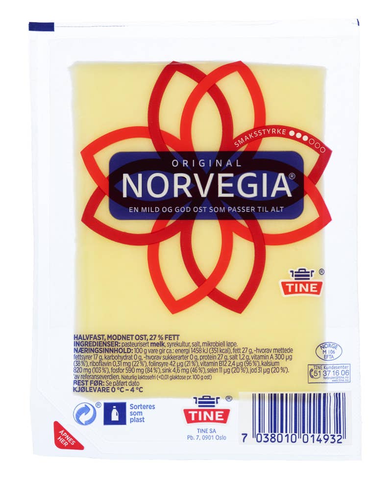 TINE Norvegia Original 27% Skivet, 200 x 15 g