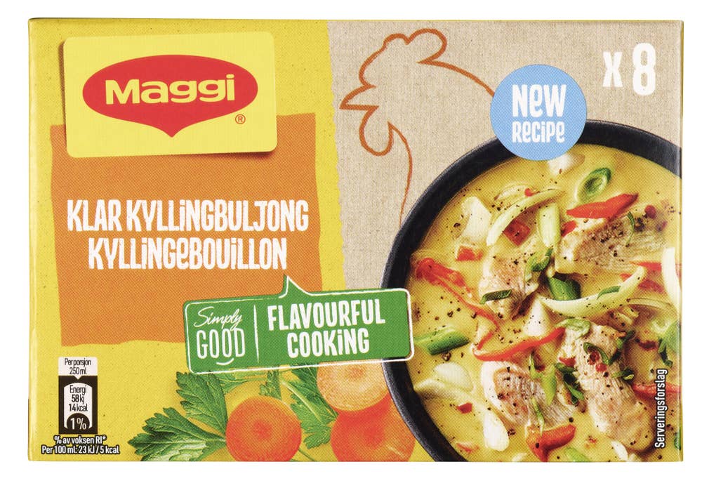 Klar kyllingbuljong i terninger