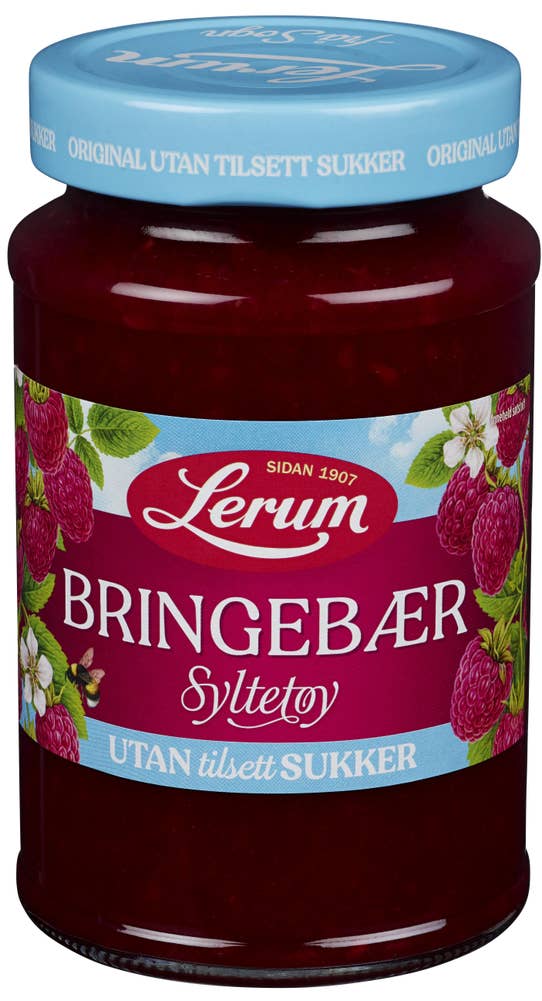 Lerum Bringebærsyltetøy original Uten Tilsatt Sukker