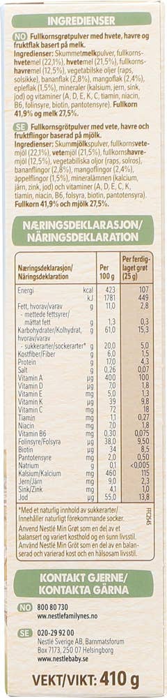 Nestlé Min Fullkornsgrøt Mango og banan Fra 8 mnd