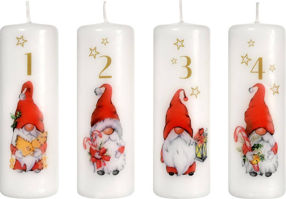 Duni Adventskubbelys med nisser 40x120mm, parafin