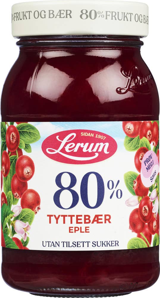 Lerum Tyttebær-eple-syltetøy Uten tilsatt sukker