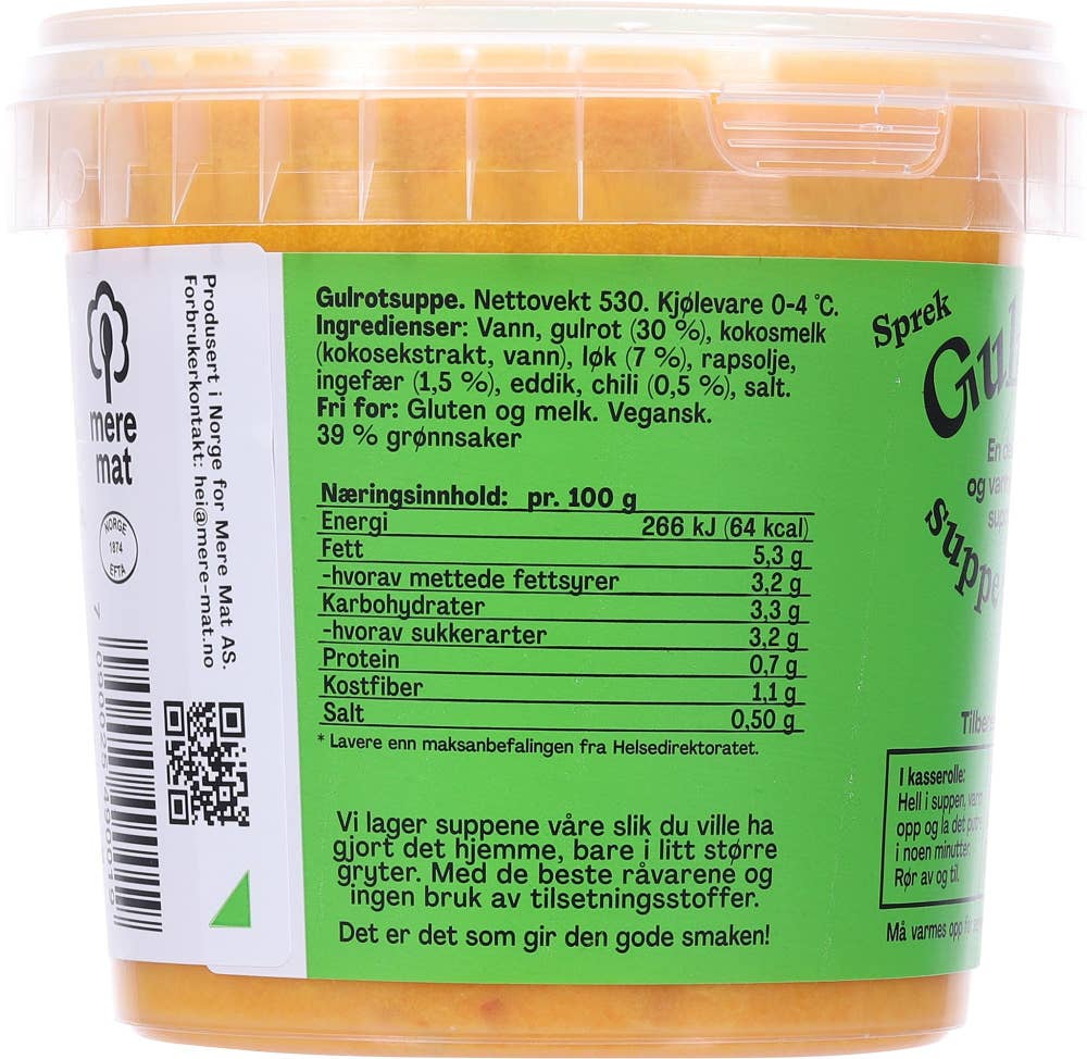 Mere Mat Suppe med gulrøtter, chili og ingefær