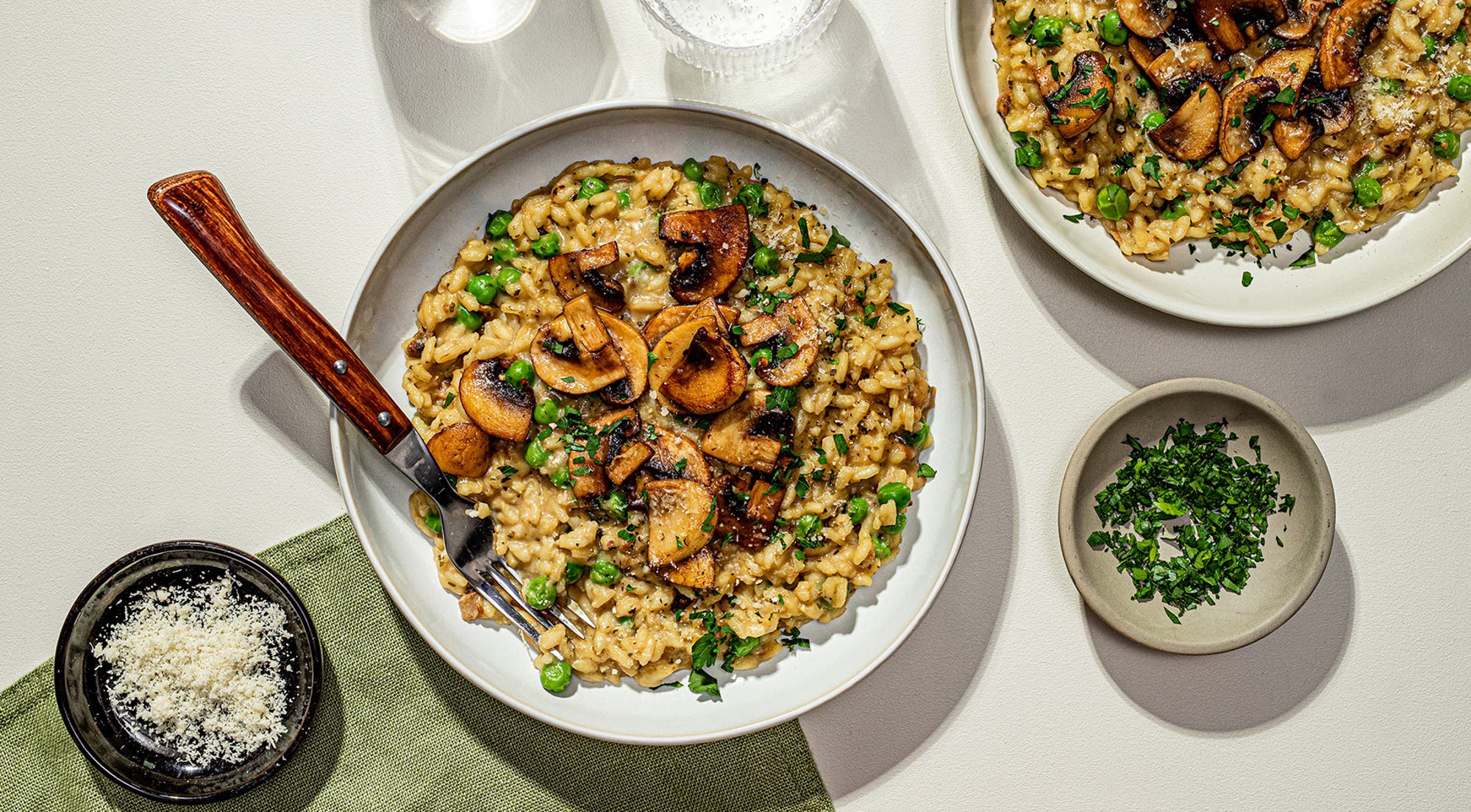 Rask risotto med sopp og erter