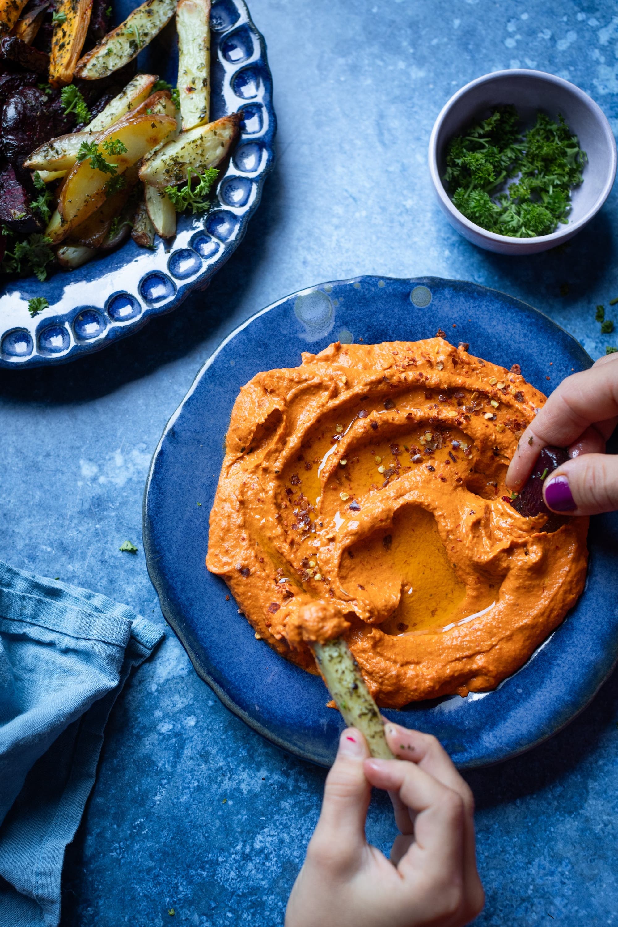 Hummus med bakt paprika