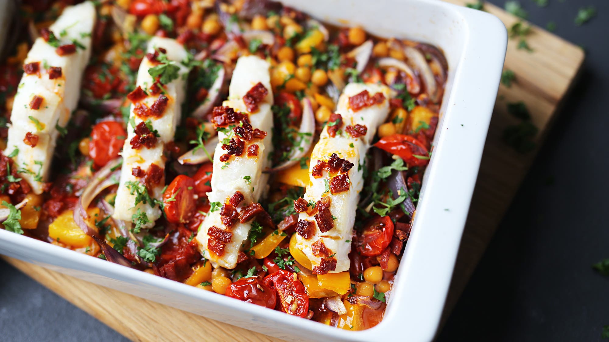 Alt-i-ett panne med torsk