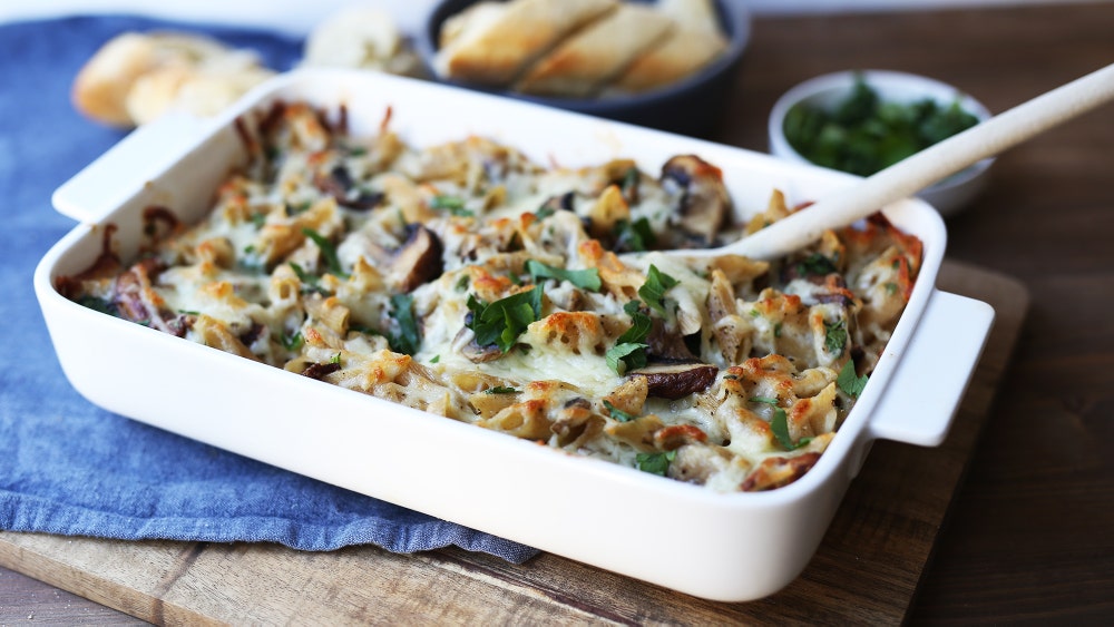 Kremet pastaform med sopp