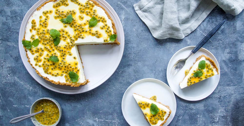 Ostekake med pasjonsfrukt