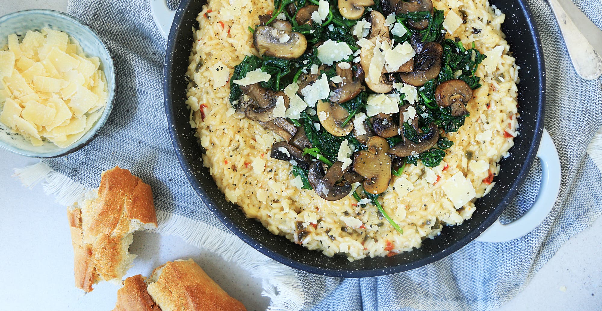 Risotto med sopp og spinat