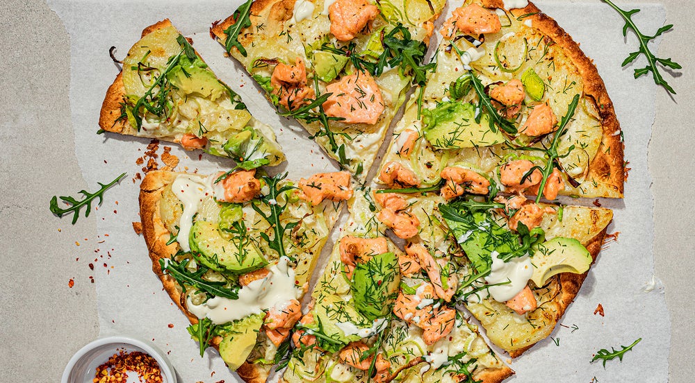 Pizza med potet og laks