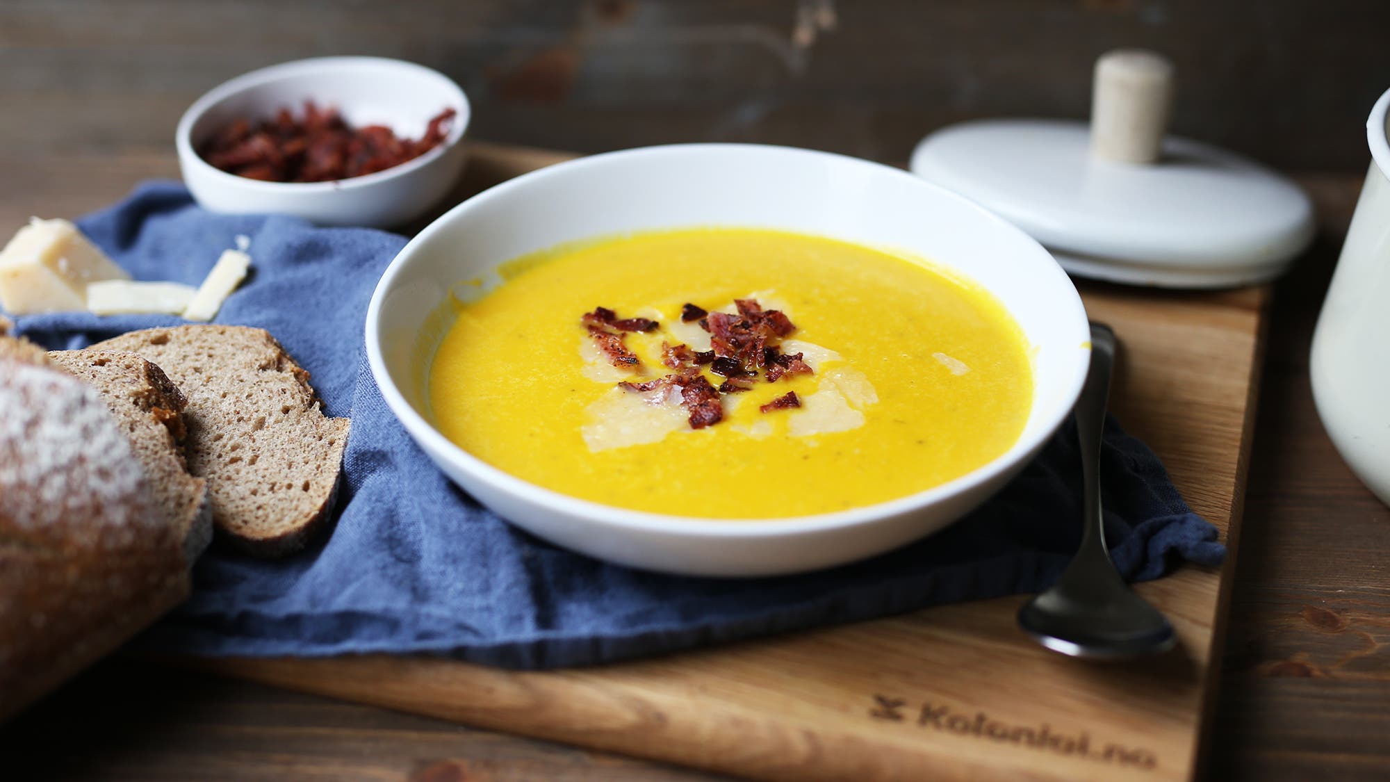 Gresskarsuppe med bacon og parmesan