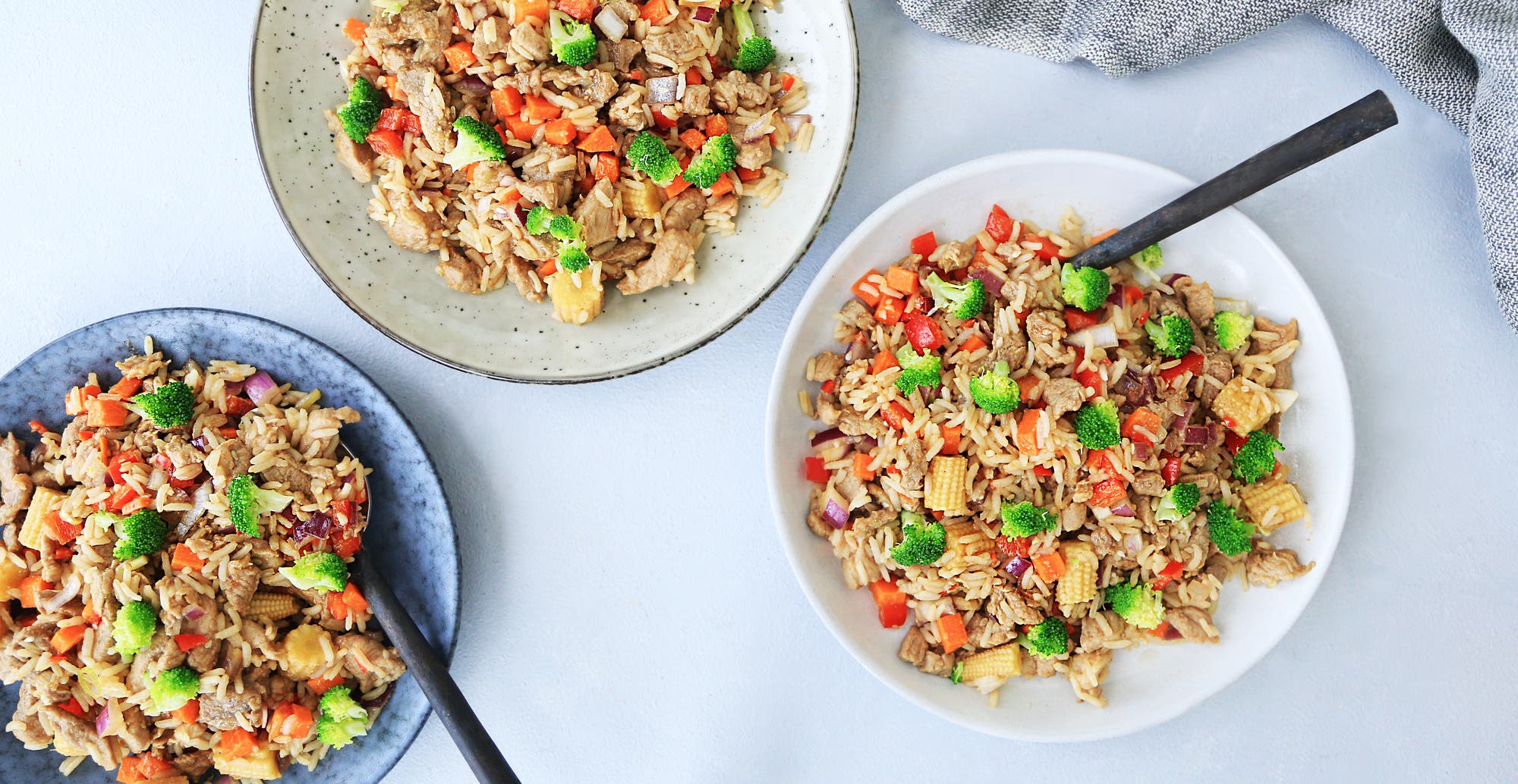 Wok med svinekjøtt og ris