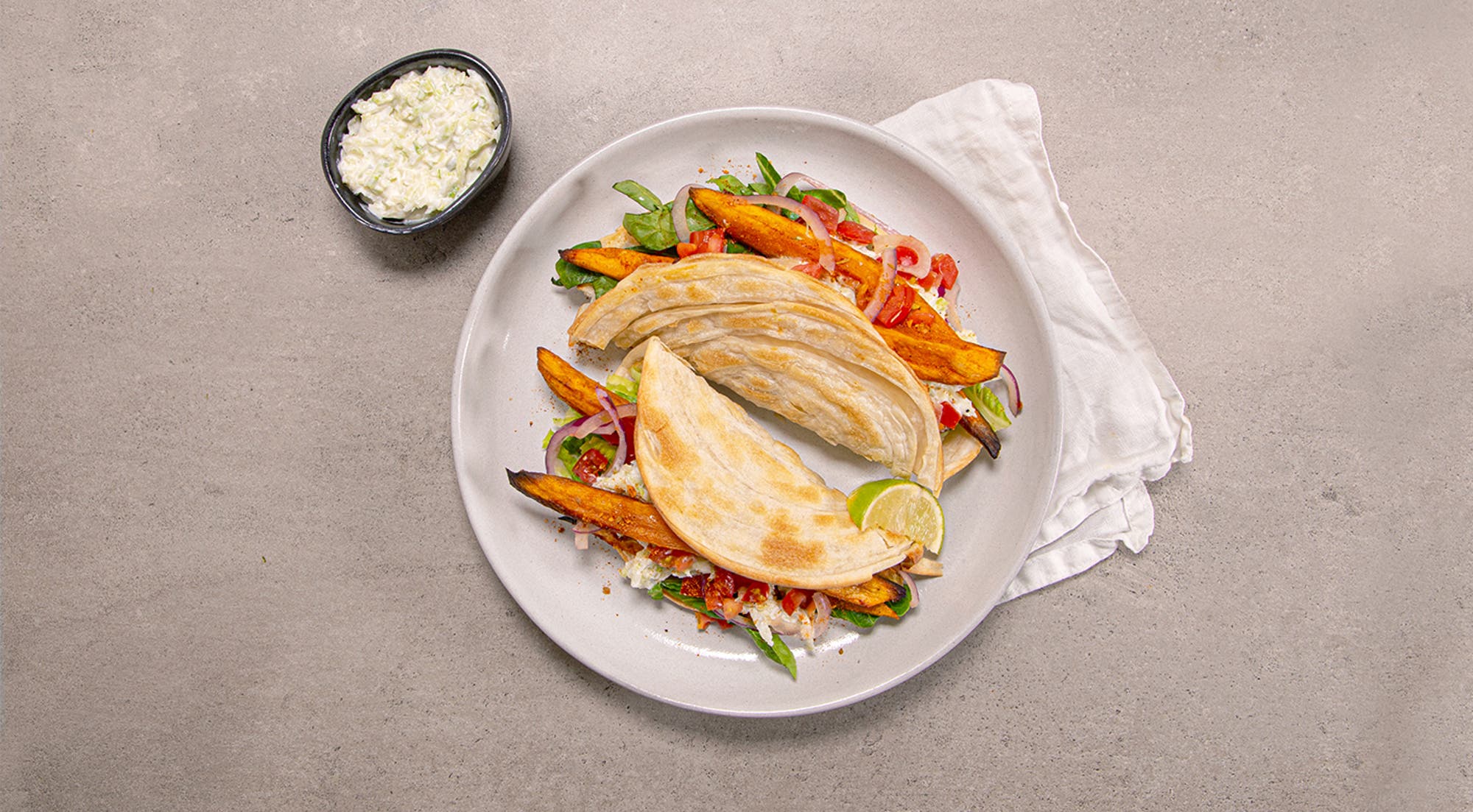 Gyros med søtpotet og tomatsalsa