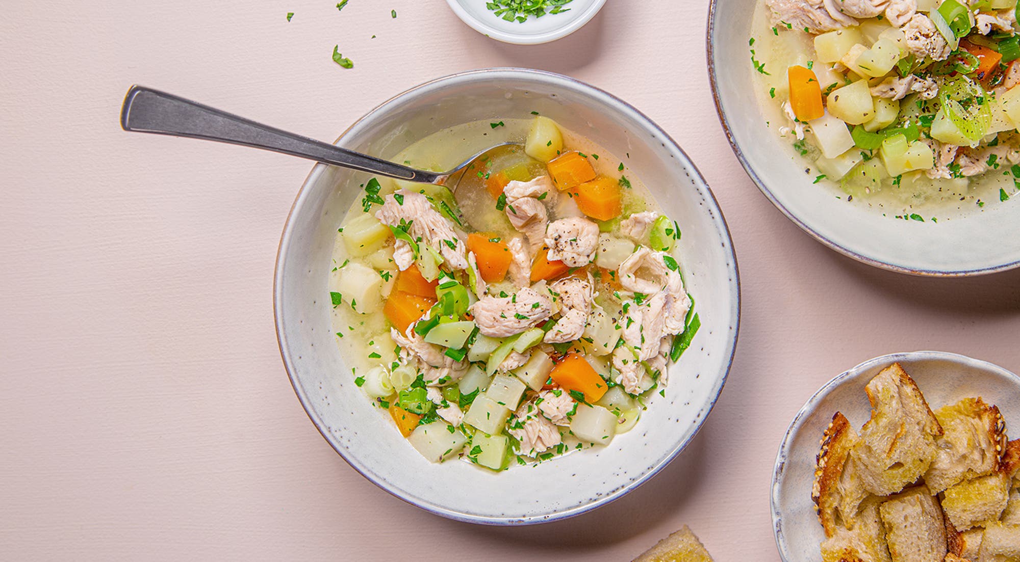 Rask kyllingsuppe med ingefær