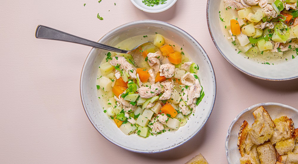 Rask kyllingsuppe med ingefær