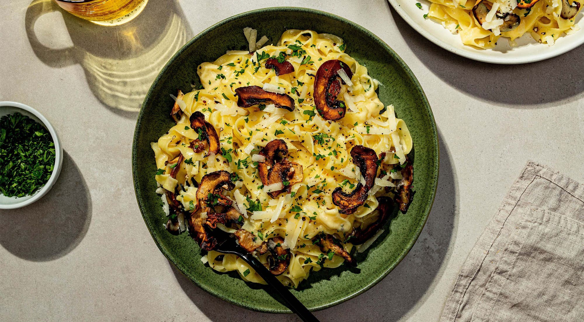 Kremet linguine med champignon