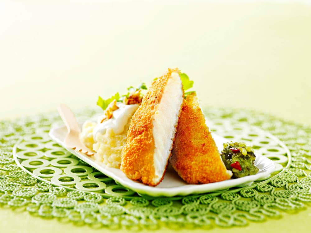 Sprøstekt torsk med potetmos