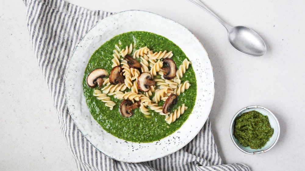 Pestosuppe med pasta