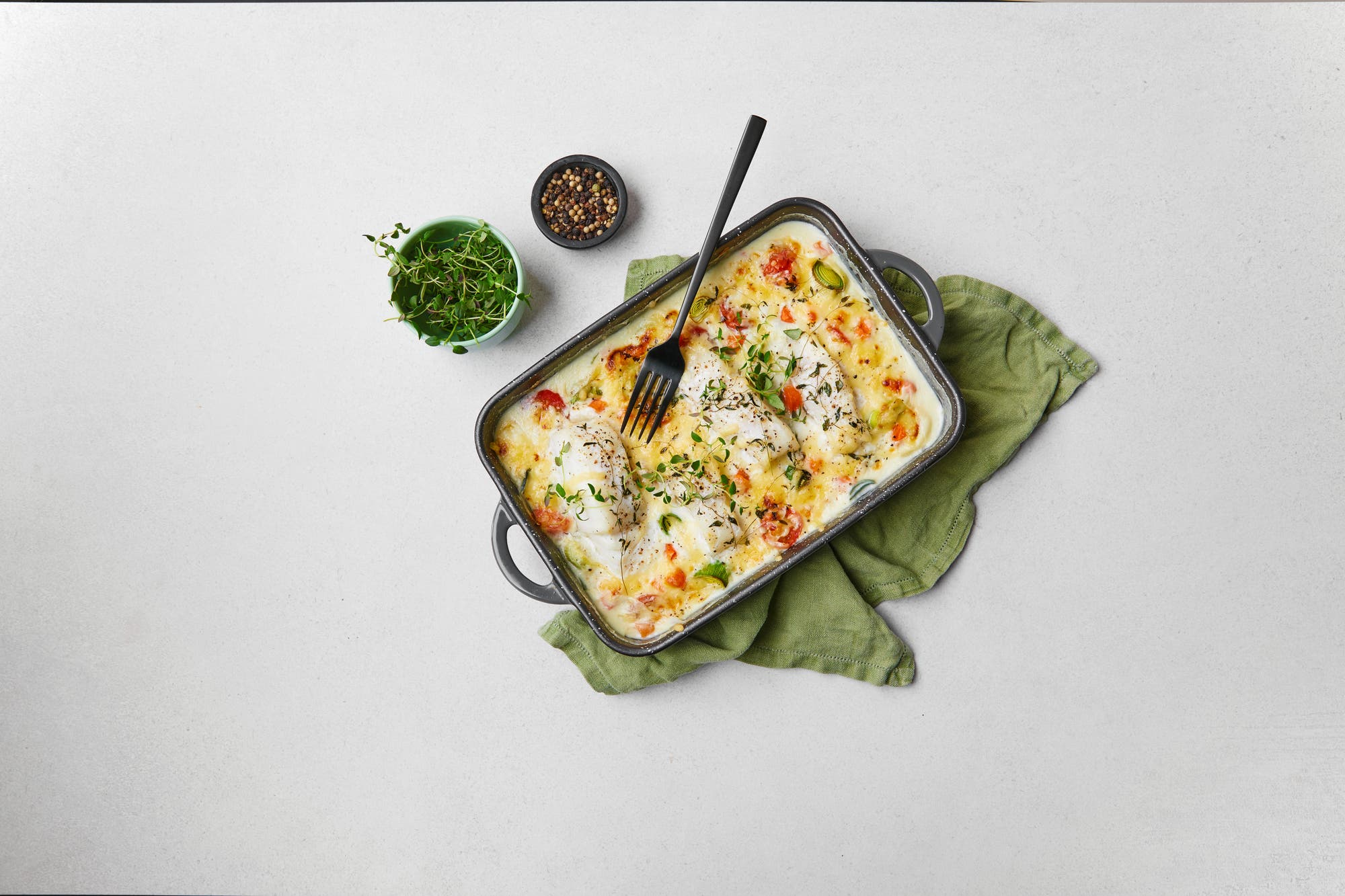 Torsk i ovn med grønnsaker