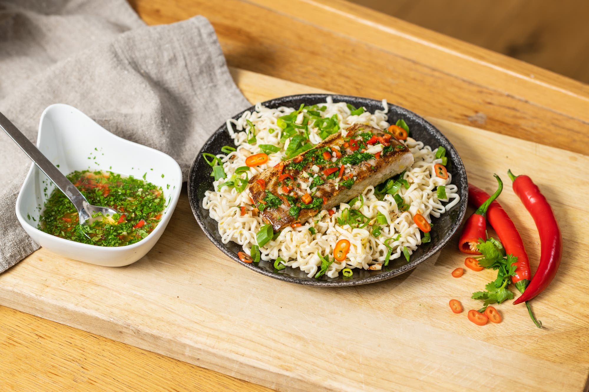 Pannestekt sei med asiatisk saus