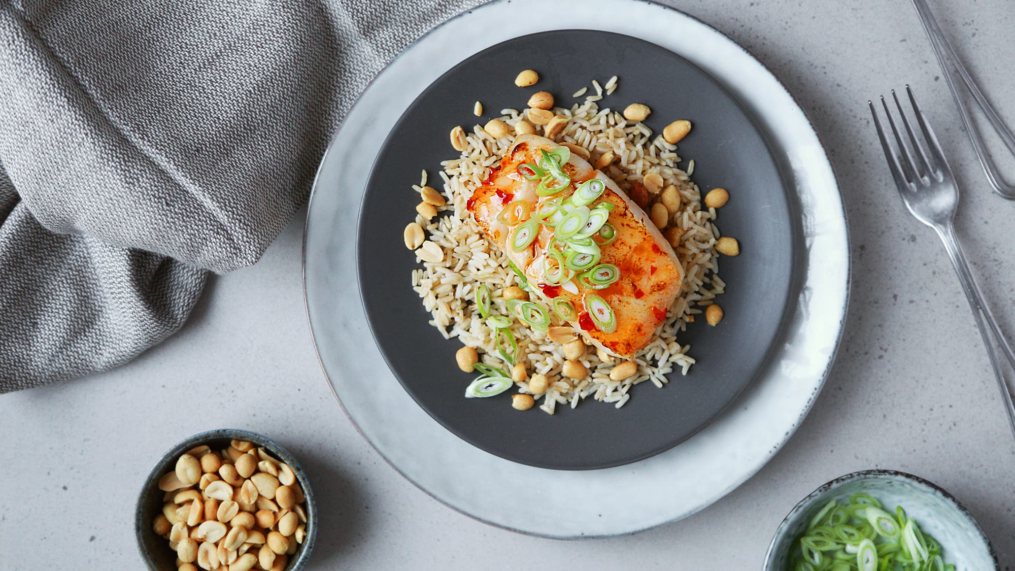 Ovnsbakt torsk med sweet chilisaus