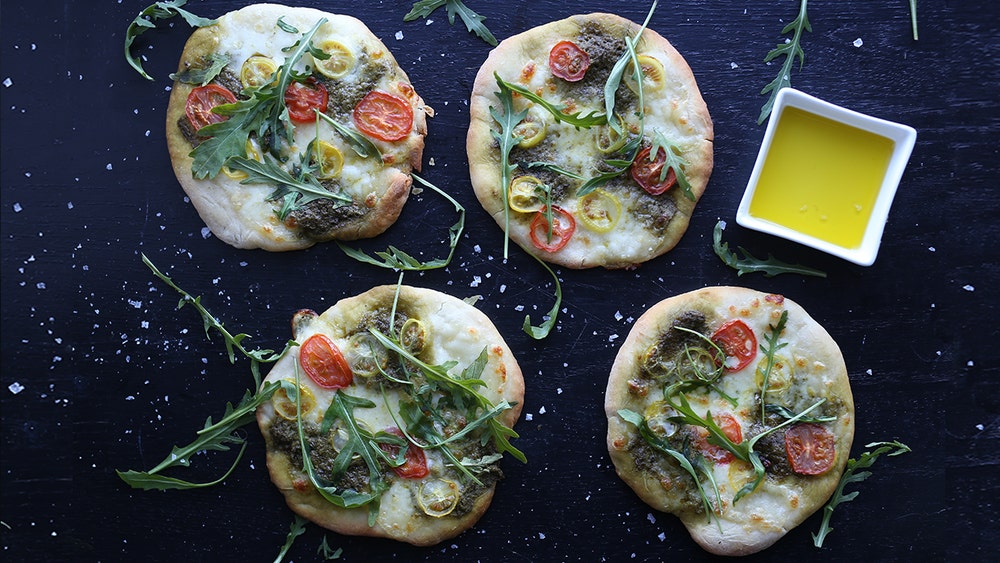 Minipizza med pesto