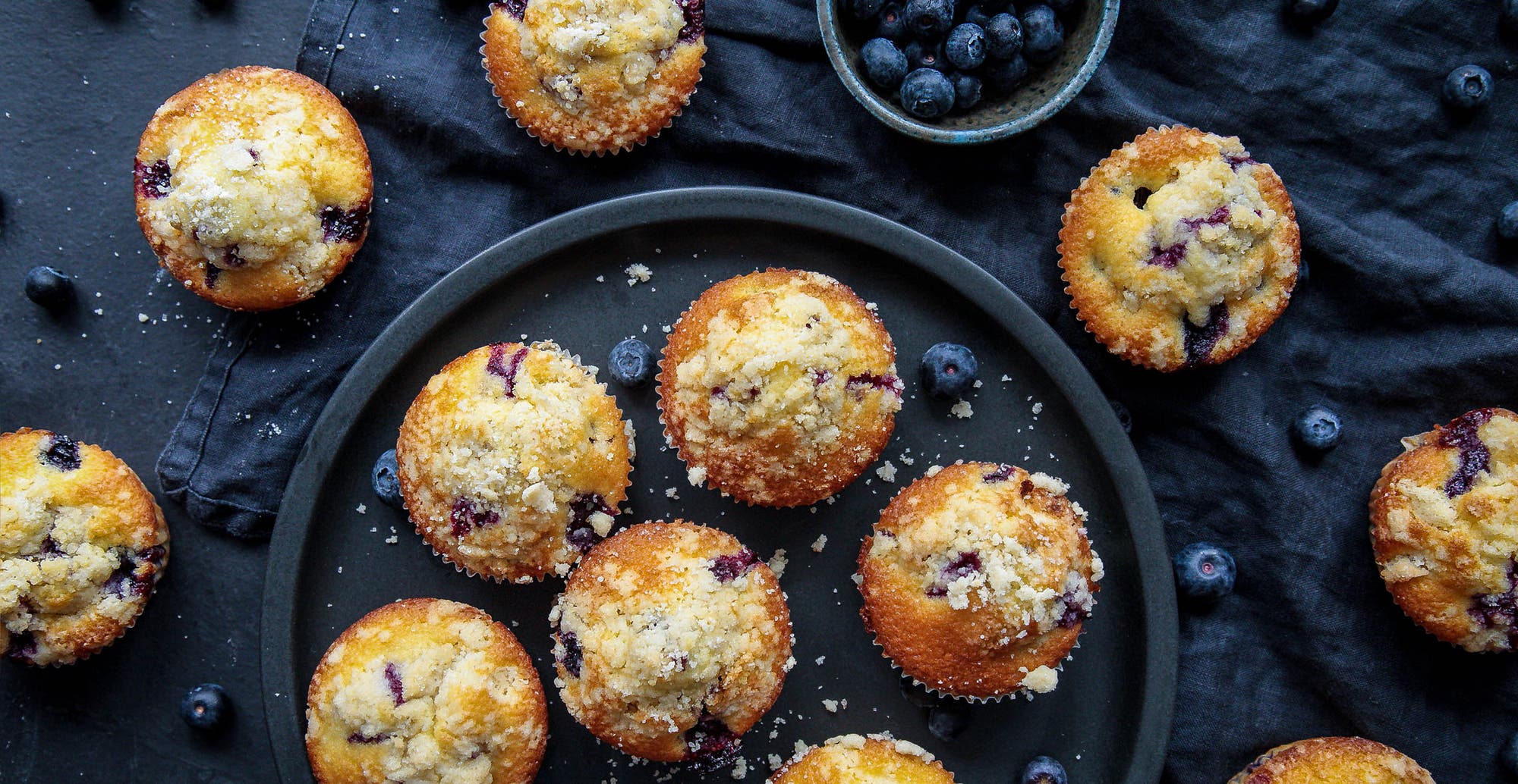 Blåbærmuffins med crumble
