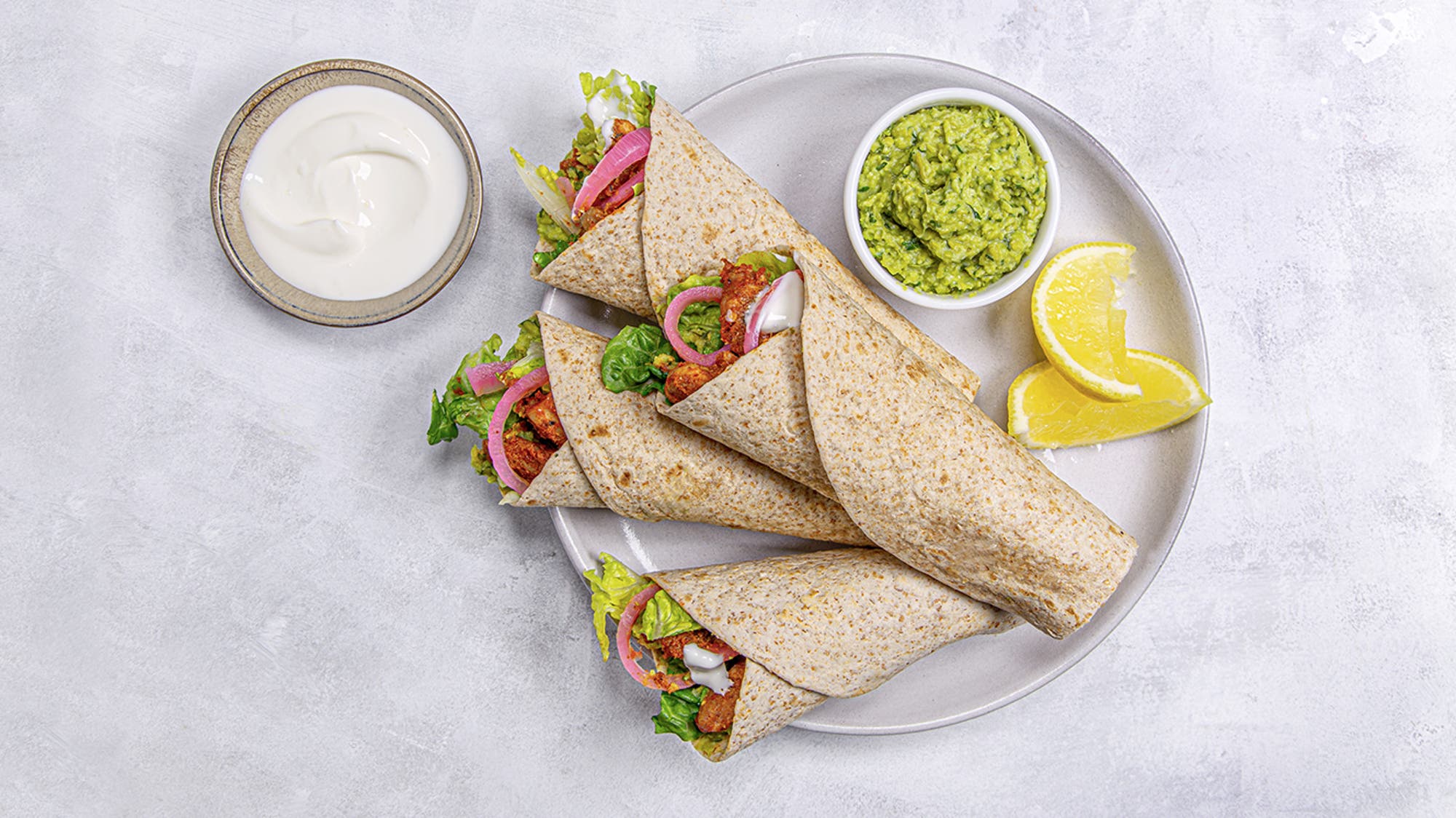 Currykylling og grønn hummus i tortillalefse