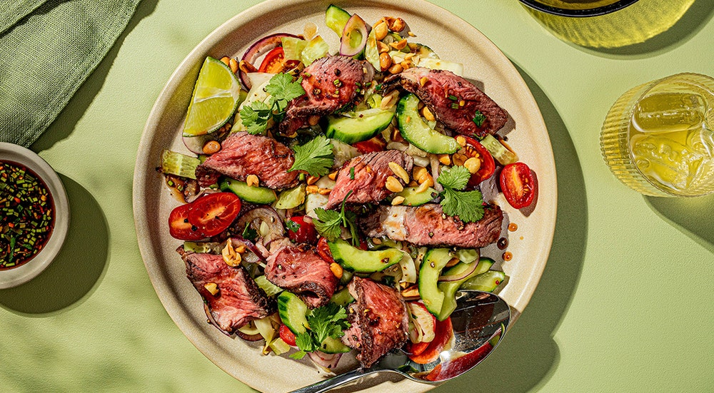 Thaisalat med biff og honningdressing