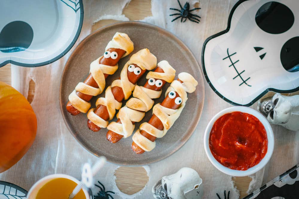 Mumiepølser til Halloween