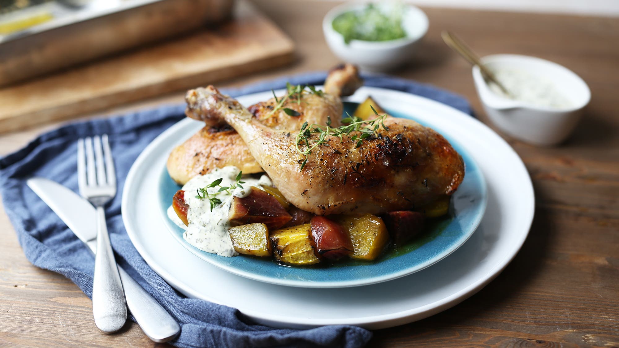 Saftige kyllinglår bakt i ovnen med beter