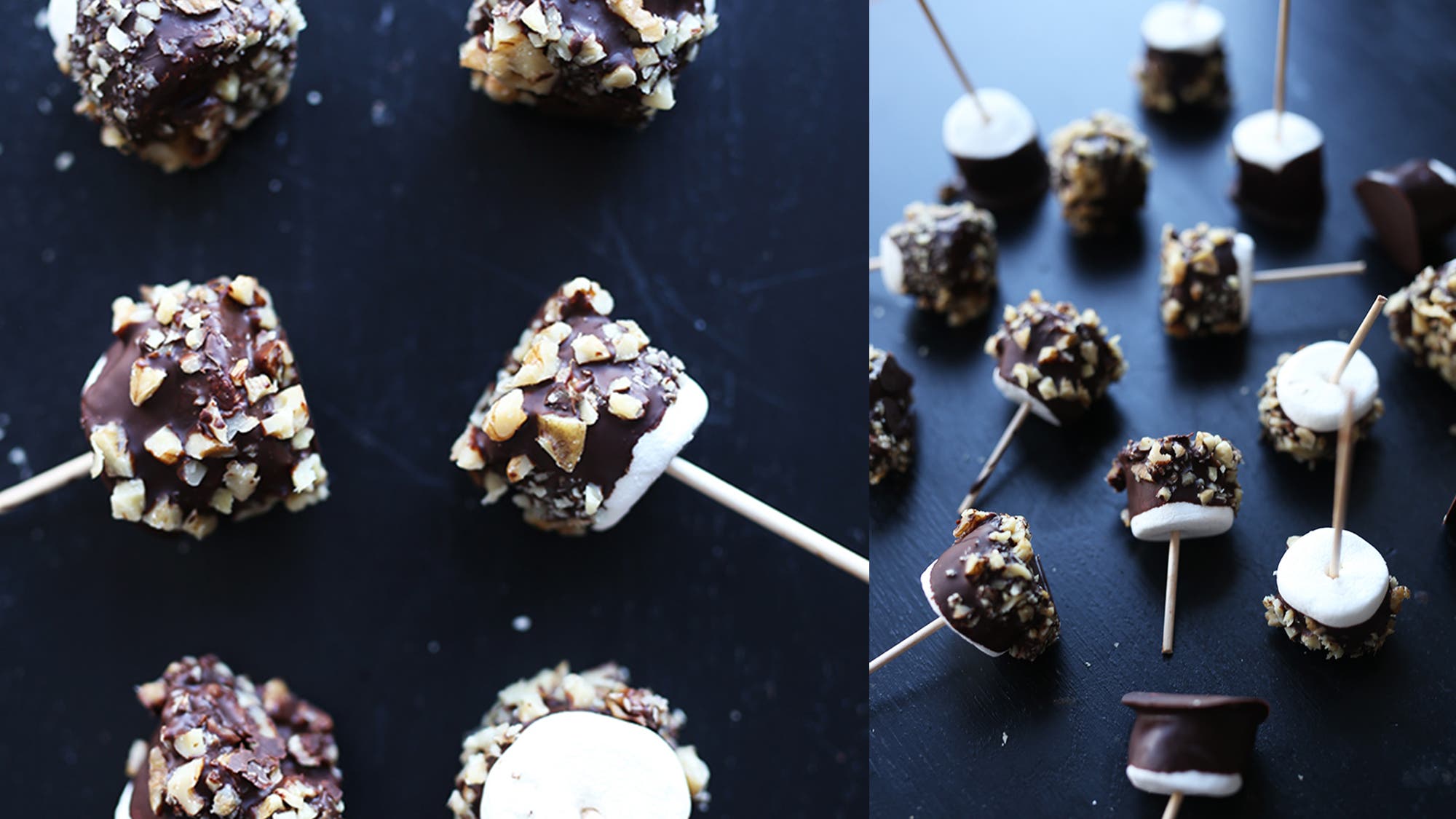 Sjokolade-marshmallows med nøtter