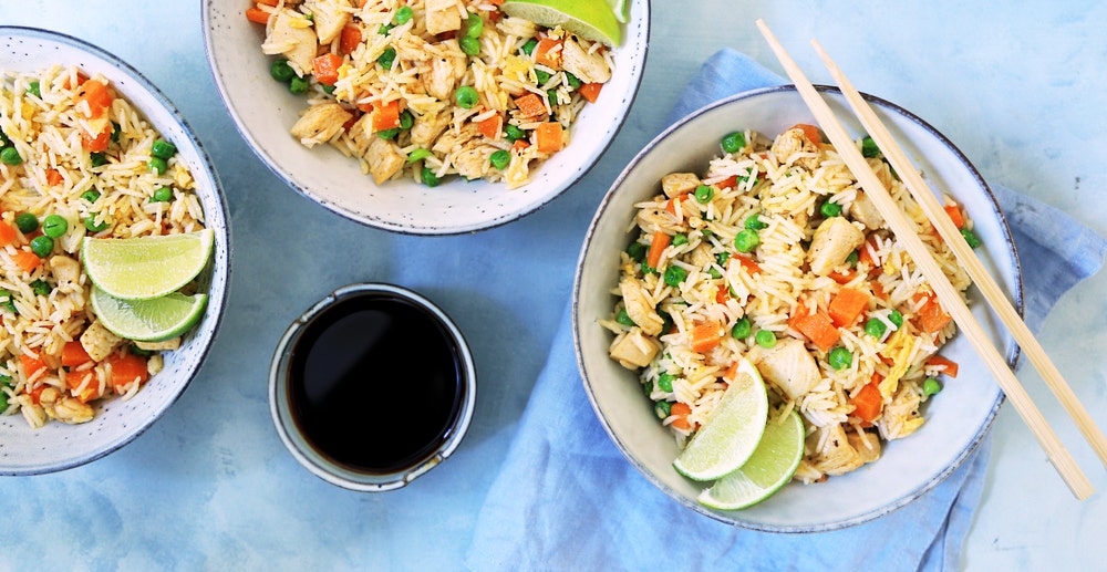 Stekt ris med kylling