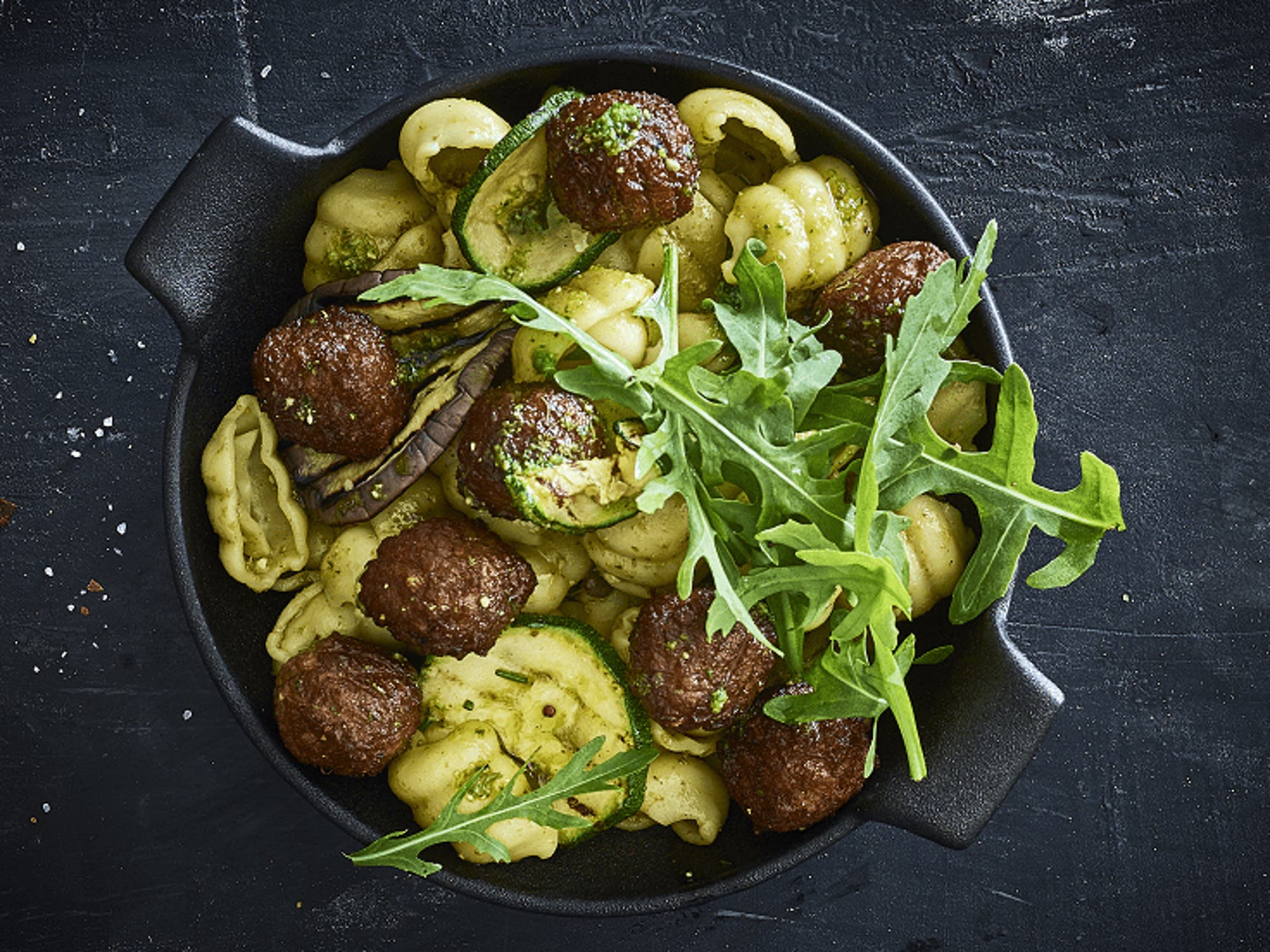 Pestopasta med veggieboller