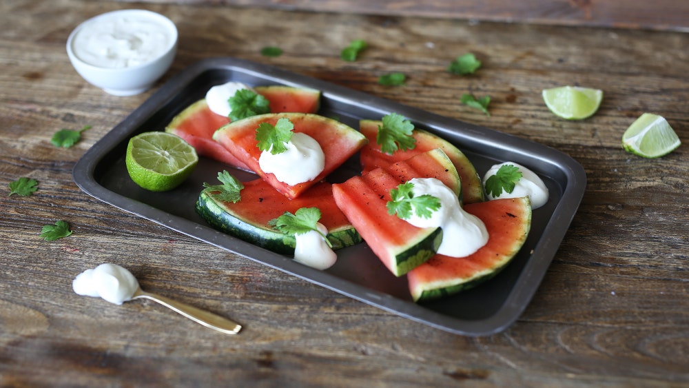 Grillet vannmelon med vaniljekesam