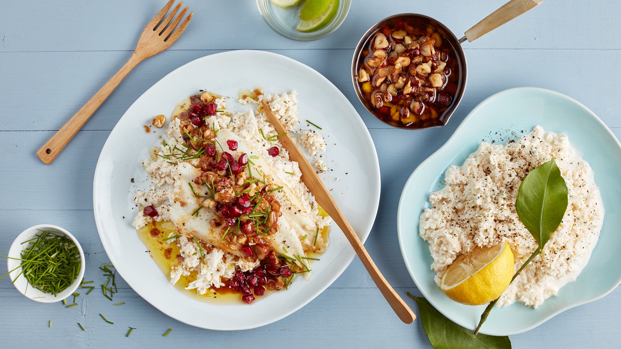 Stekt flyndre, blomkålsalat med hasselnøttsmør