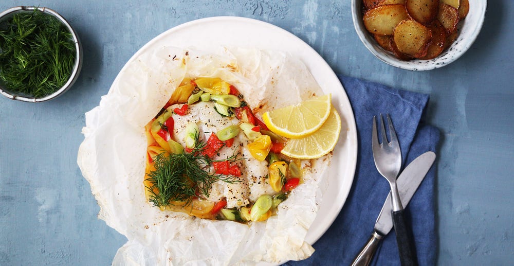 Fiskepakke med torsk