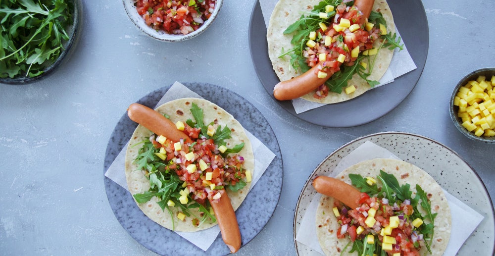 Pølser med enkel topping