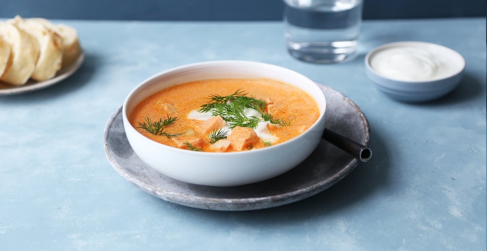 Kremet fiskesuppe med tomat