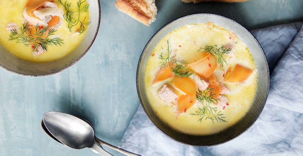 Kremet fiskesuppe med chili