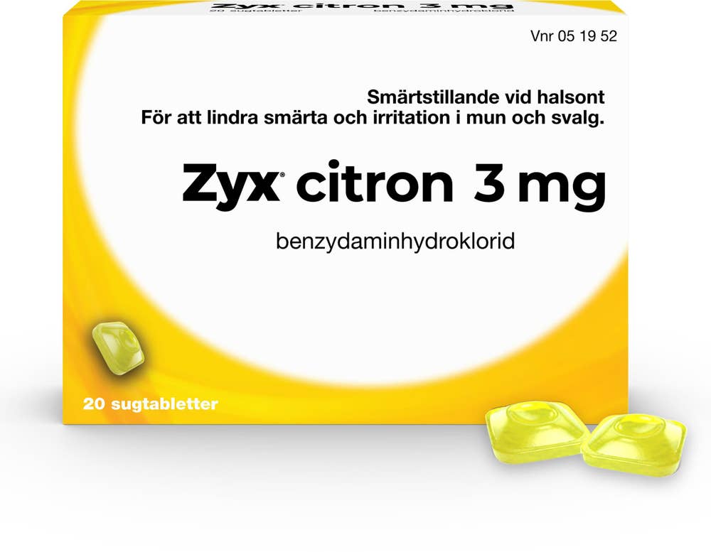 Zyx Sugtablett Citron Benzydaminhydroklorid 3mg