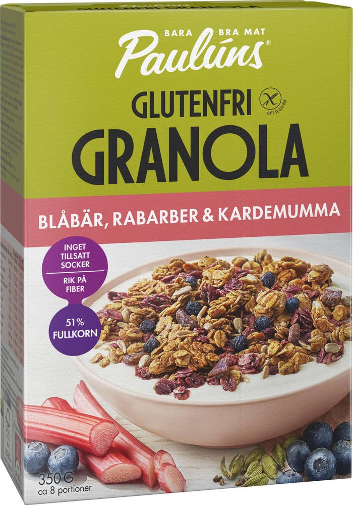 Paulúns Granola Blåbär, Rabarber & Kardemumma Glutenfri