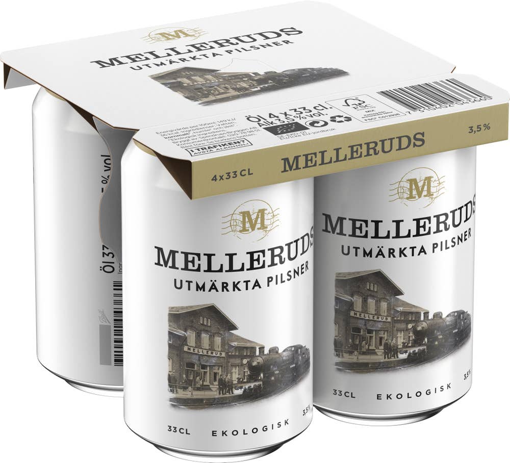 Melleruds Öl Pilsner 3,5% EKO 4x33cl