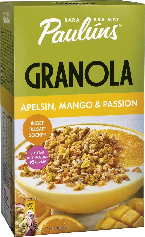 Paulúns Granola Apelsin, Mango & Passion