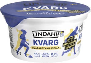 Lindahls Kvarg Blåbär & Vanilj 0,2% Utan Tillsatt Socker