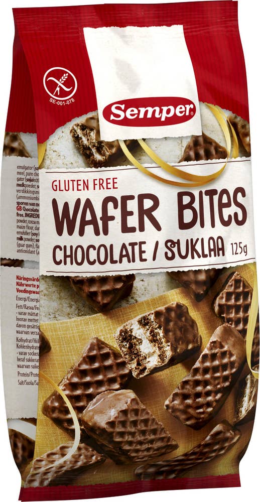 Semper Wafers Bites Choklad Glutenfria 125g