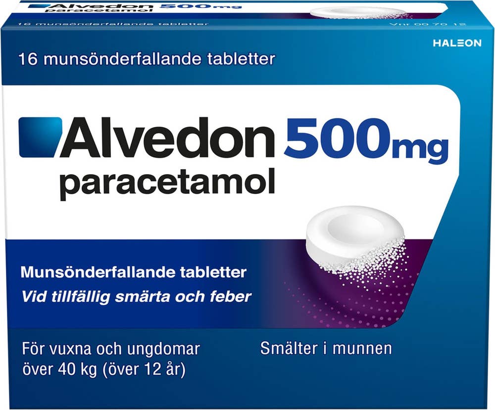 Alvedon Paracetamol 500mg Munsönderfallande Tablett